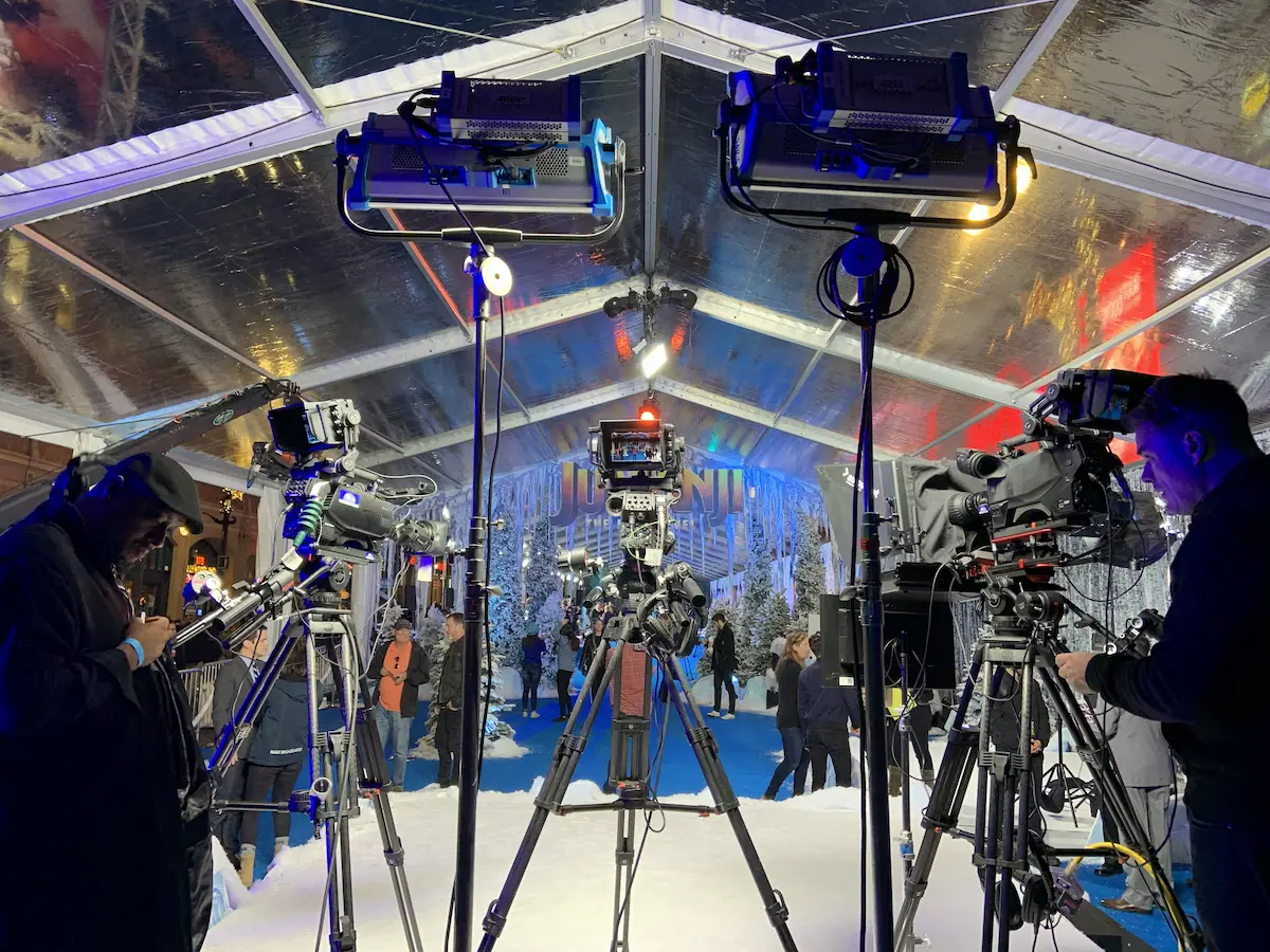 IMDb Jumanji premiere cameras and lights