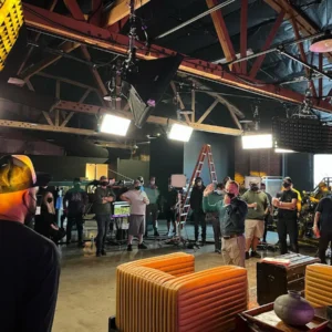 Netflix Geeked Cowboy Bebop Todd speaking to crew