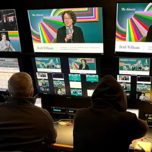 Atlantic Progress Summit control room monitors