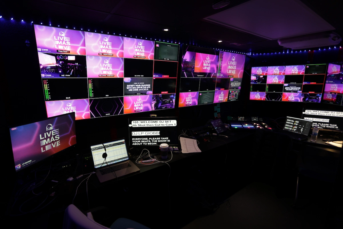 Taco Bell Live control room monitors