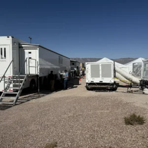 Blue Origin NS 31 video village trucks