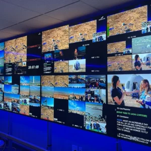 Blue Origin NS 32 interview control room monitors