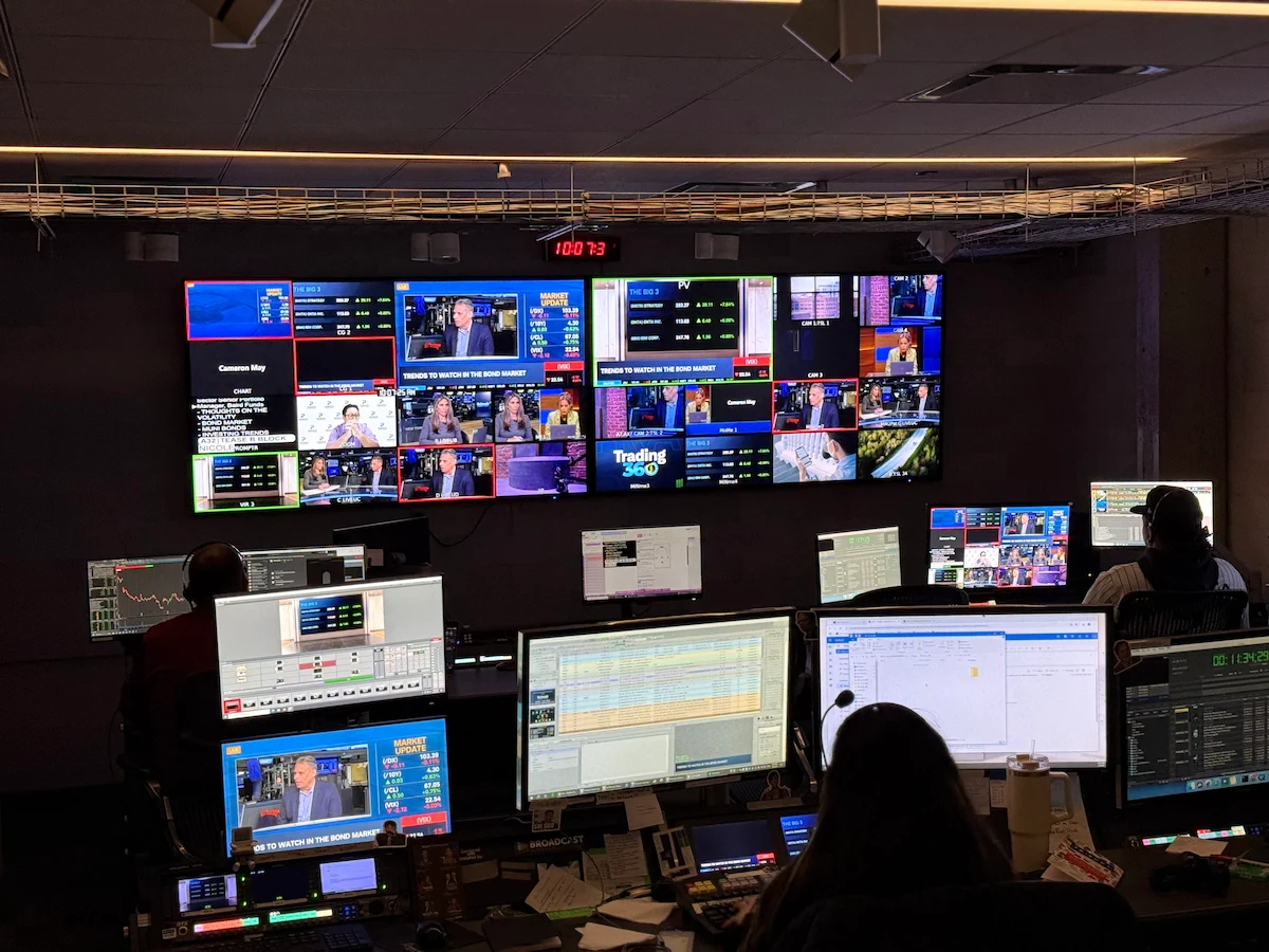 Schwab Network control room monitors