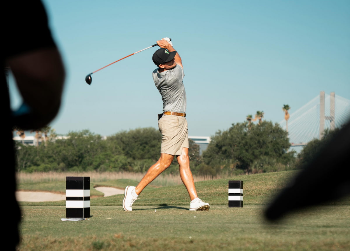 Pro Tour golfer swinging