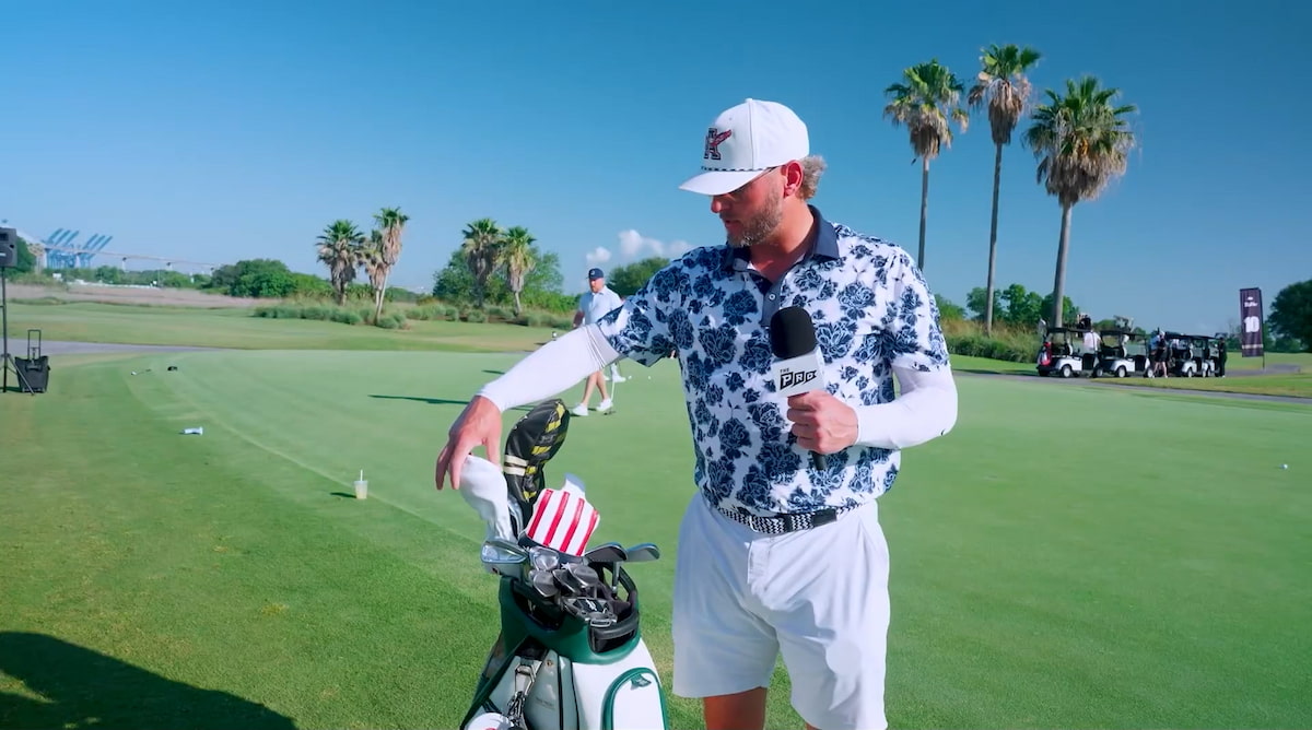 Pro Tour golfer with bag